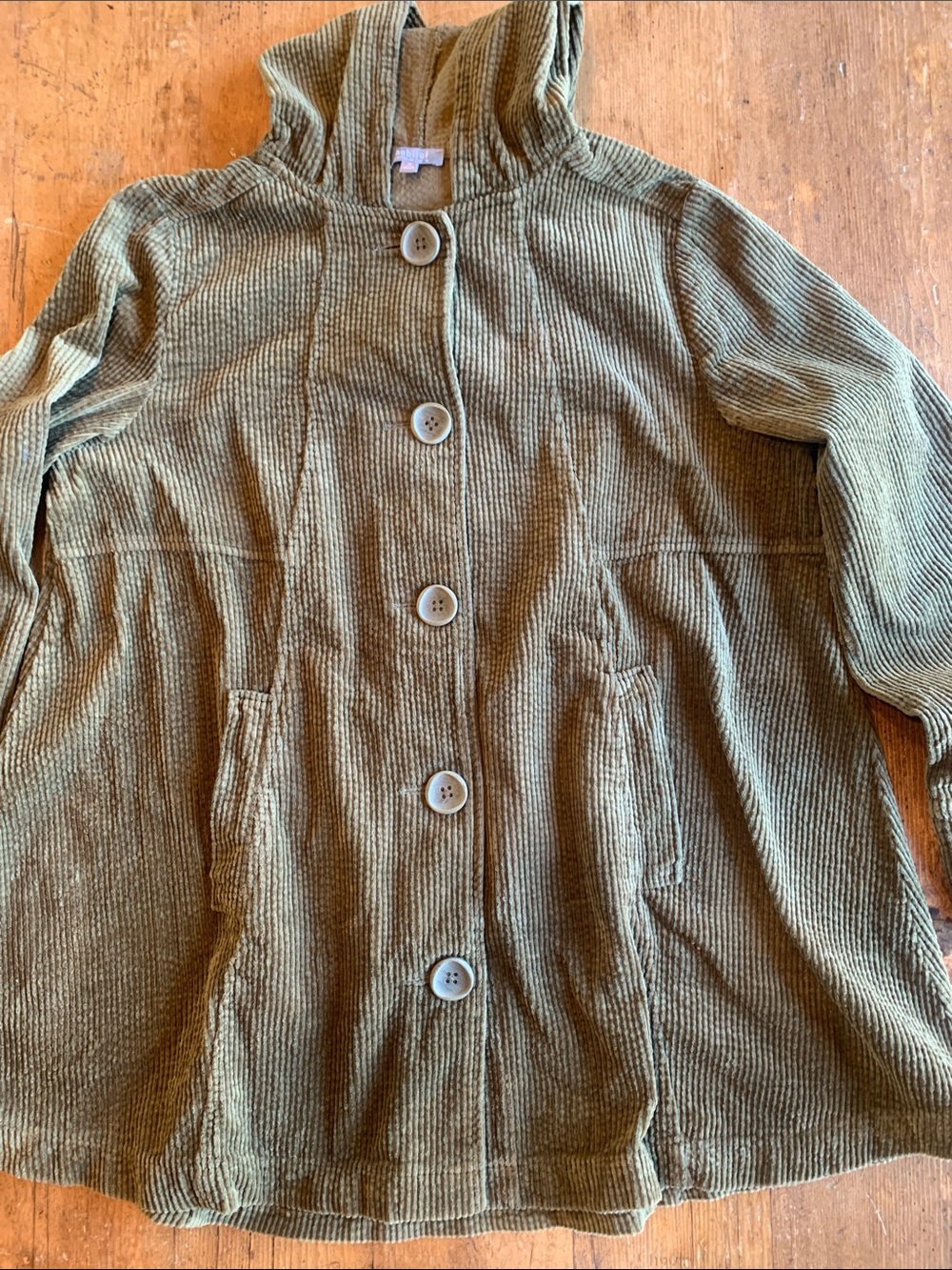Habitat Olive Green Corduroy Hooded Coat - Picture 5 of 16